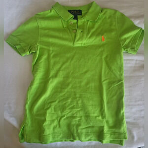 Polo Ralph Lauren‎ Boys Neon Green Preppy Cotton Mesh Short Sleeve Polo Sz 5